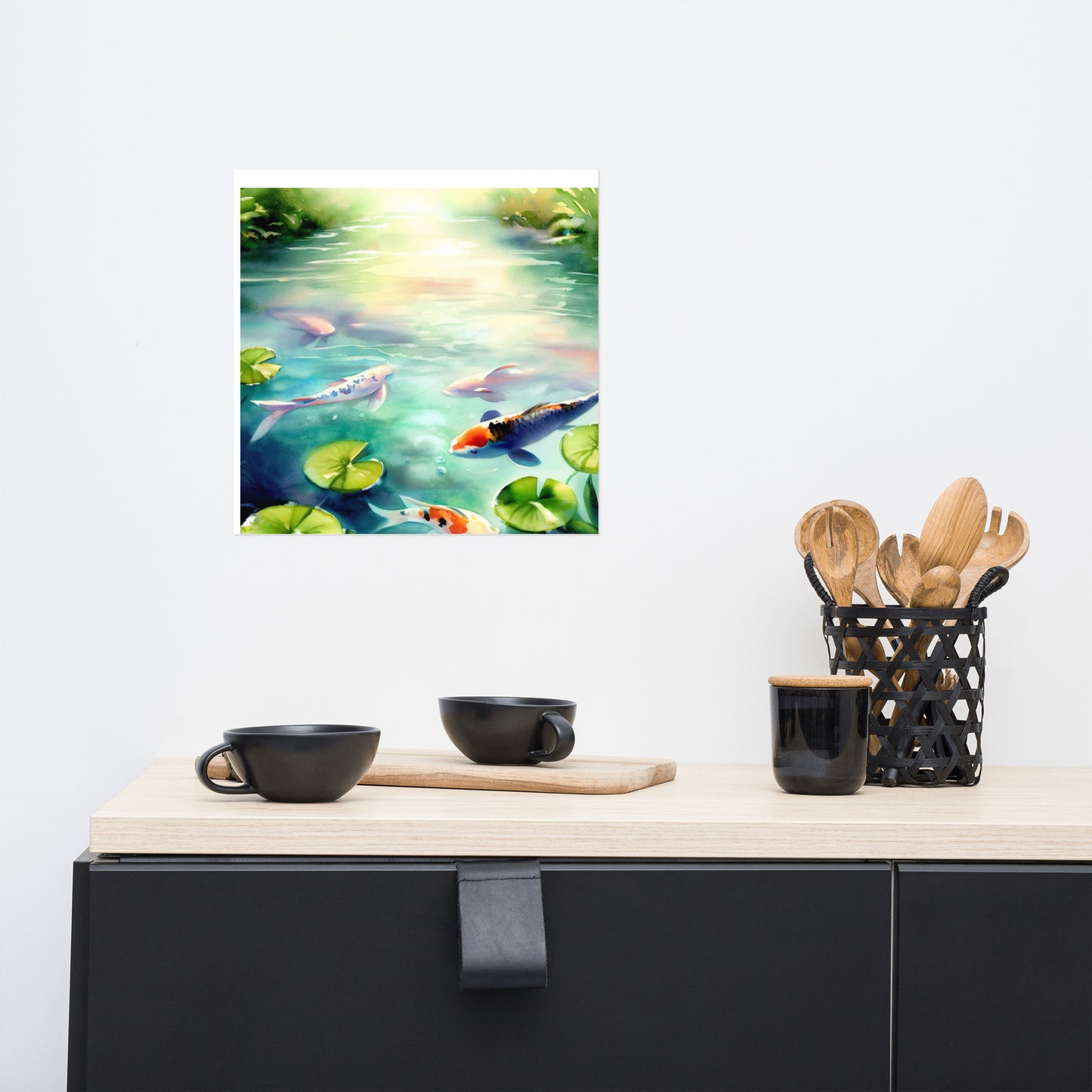 Serene Koi Fish Pond With Lilies Poster Design 1
