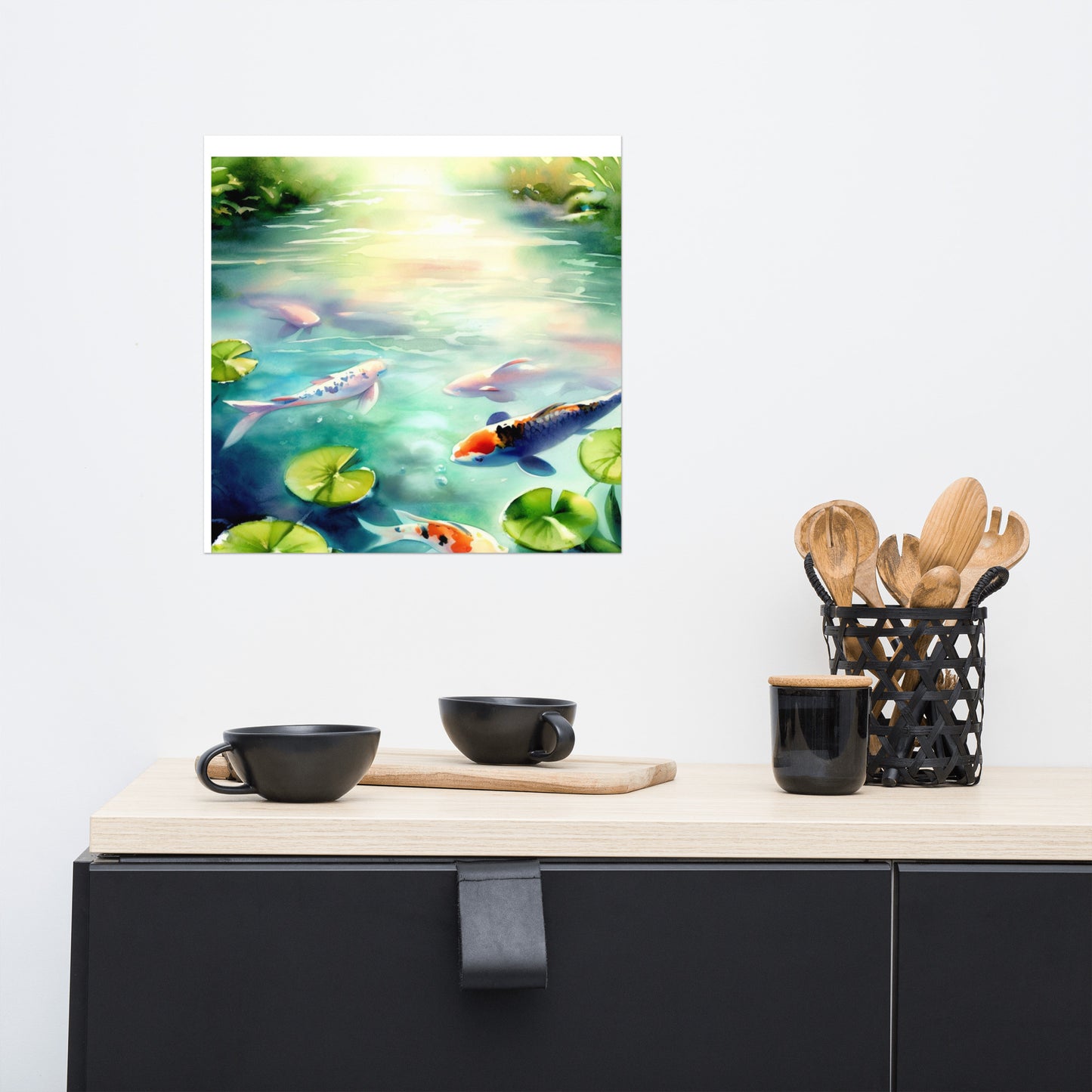 Serene Koi Fish Pond With Lilies Poster Design 1