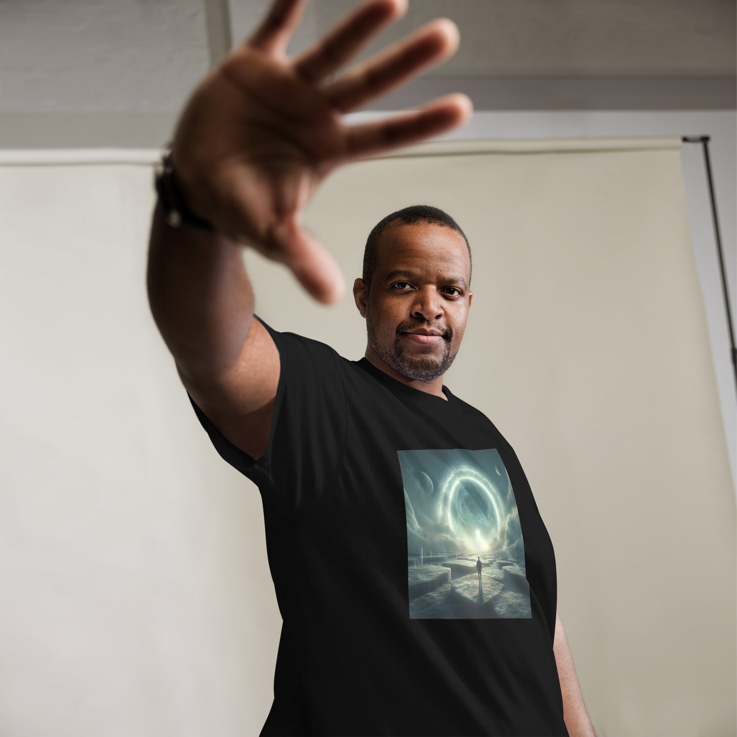 Unknown Man Looking Into A Portal To Another Dimension Classic T-Shirt