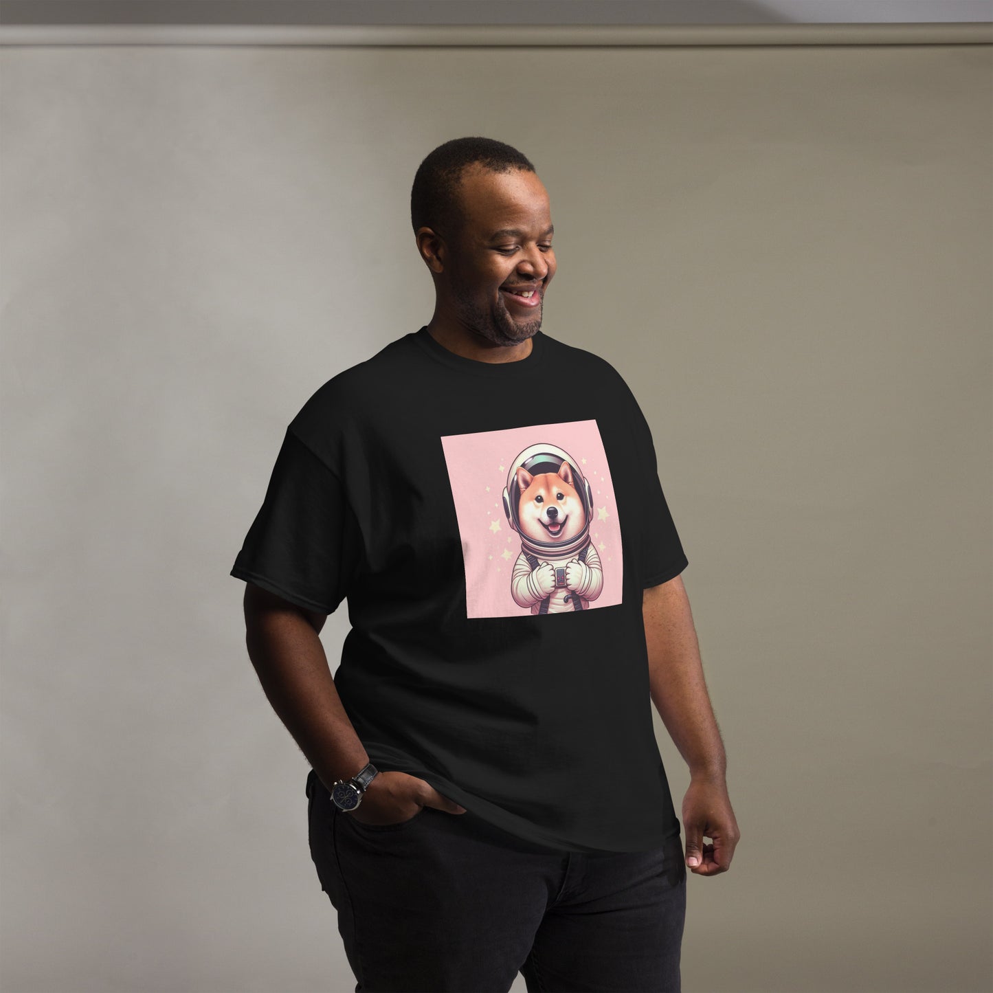 Pink Shiba Atronaut Men's Classic T-Shirt