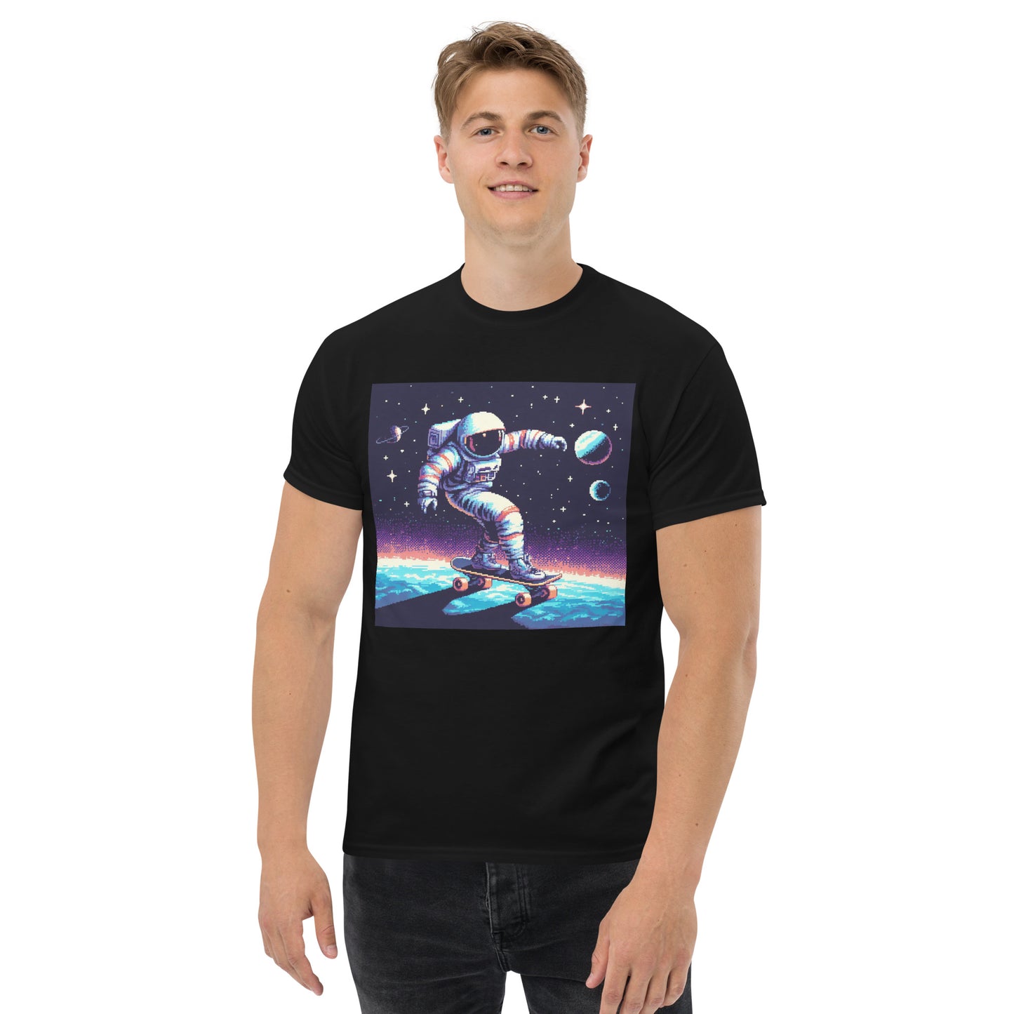 Astronaut Skateboarding In Space Men's Classic T-Shirt
