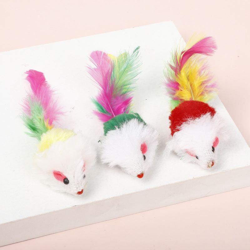 Cats Fur Mouse Colourful Simulation Toys 3 Pack