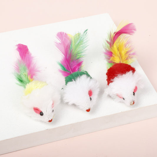 Cats Fur Mouse Colourful Simulation Toys 3 Pack
