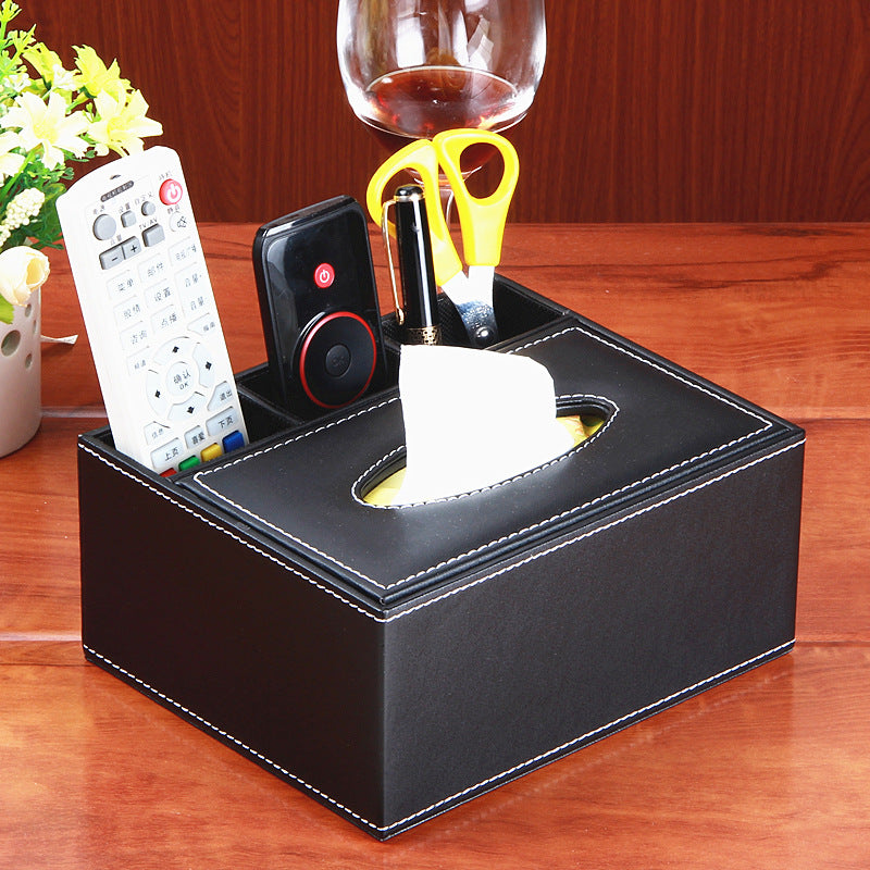 Cross-border creative multi-purpose leather paper cartridge household PU leather tissue box hotel napkin storage box