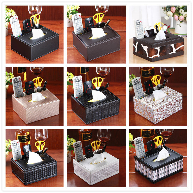 Cross-border creative multi-purpose leather paper cartridge household PU leather tissue box hotel napkin storage box