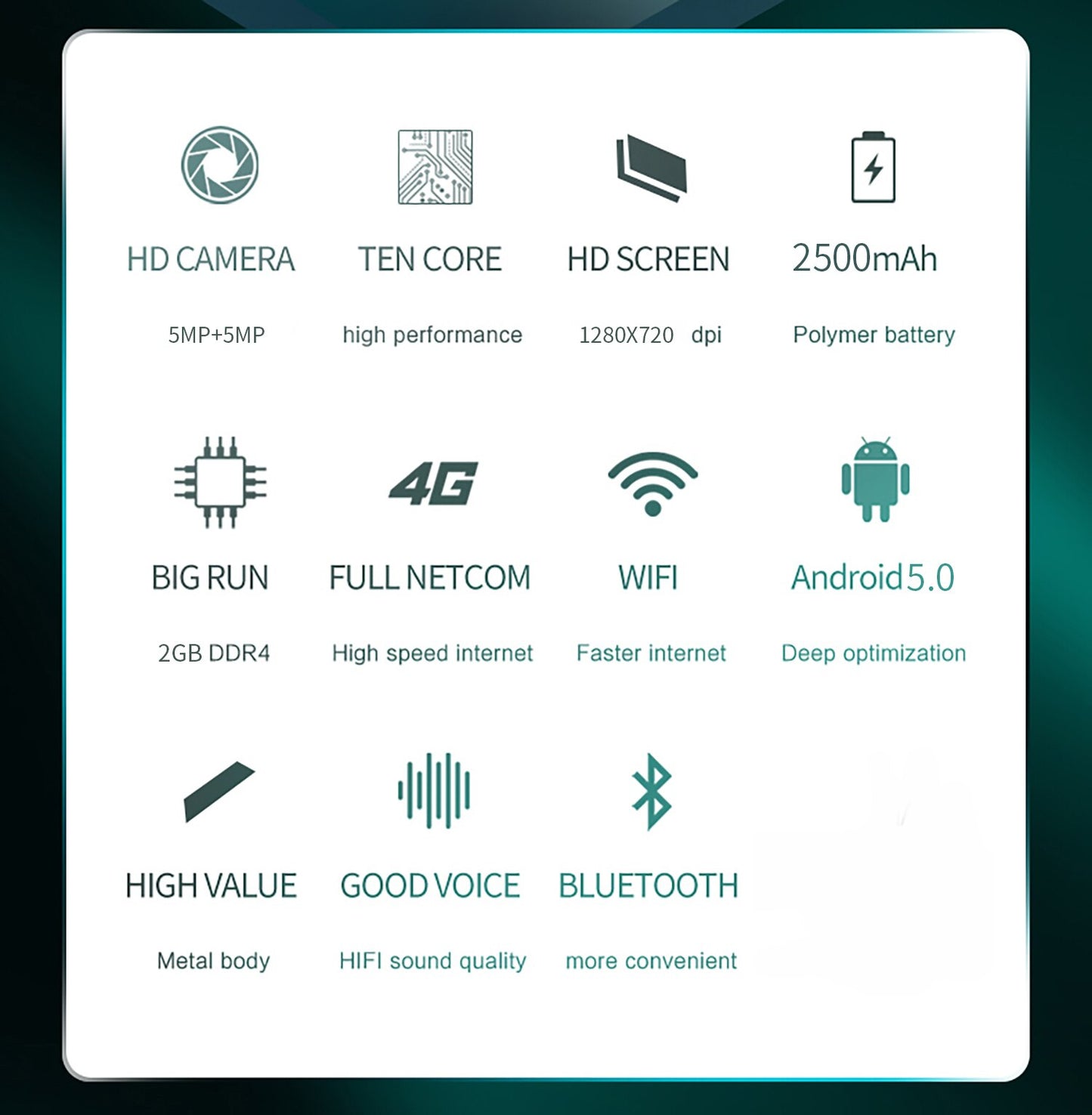 AD88 Android 5 2500mAh Smart Tablet 2GB RAM 8GB ROM