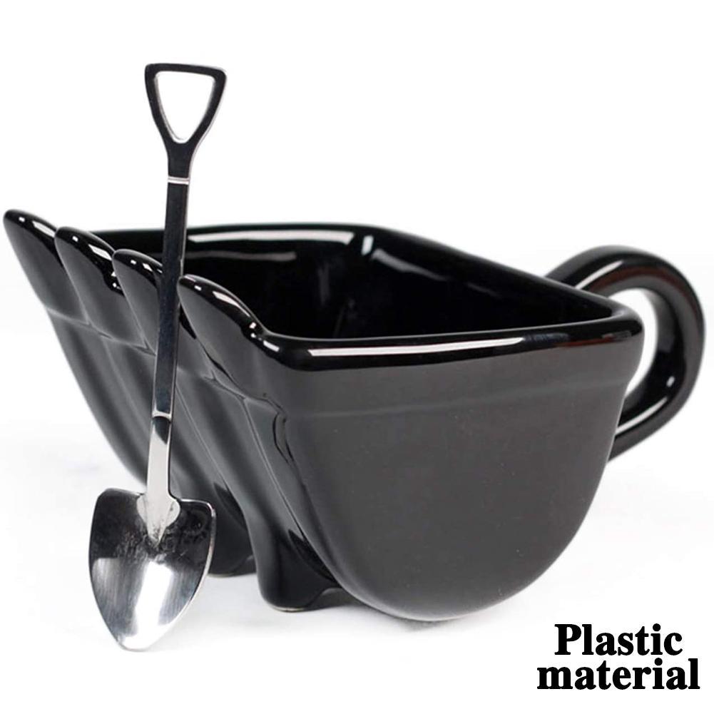 3D Yellow Excavator Bucket Model Cafe Coffee Mug With Spade Shovel Spoon