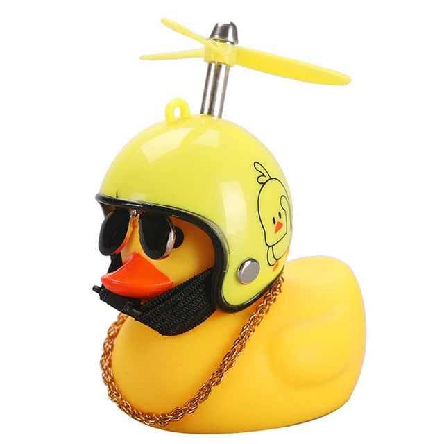 Car Cute Little Yellow Duck With Helmet Propeller Wind-breaking Wave-breaking Duck Auto Internal Decoration Without Lights Toys