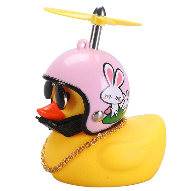 Car Cute Little Yellow Duck With Helmet Propeller Wind-breaking Wave-breaking Duck Auto Internal Decoration Without Lights Toys