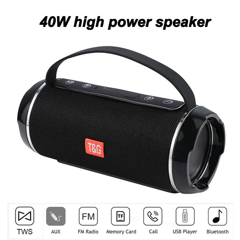 TG116C 40W TWS Outdoor Waterproof Portable High Power Bluetooth Speaker Wireless Sound Column Subwoofer Music Centre 3D Stereo