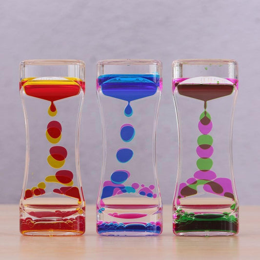 Autistic Sensory Toys Liquid Motion Bubbler Timer Colorful Liquid Bubbler ADHD Fidget Toy Calm Relax Desk Toy for Kids