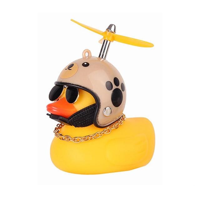 Car Cute Little Yellow Duck With Helmet Propeller Wind-breaking Wave-breaking Duck Auto Internal Decoration Without Lights Toys