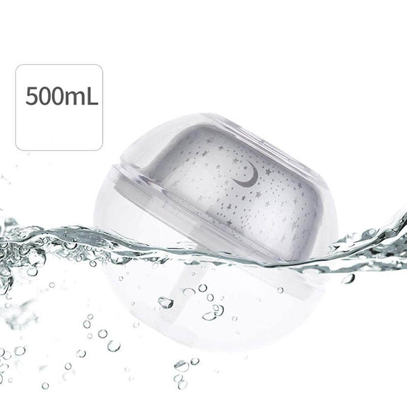 500ML Electric Ultrasonic Air Humidifier USB Aromatherapy Essential Oil Aroma Diffuser with Night Light Cool Mist Humidifier