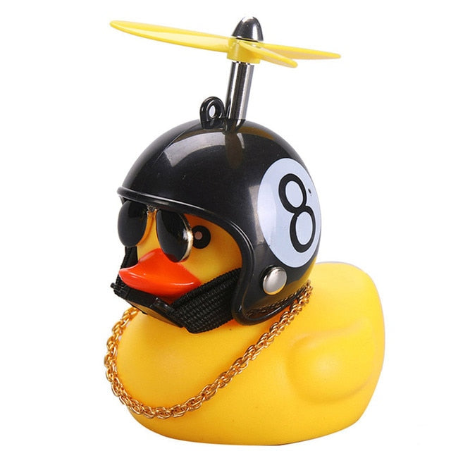 Car Cute Little Yellow Duck With Helmet Propeller Wind-breaking Wave-breaking Duck Auto Internal Decoration Without Lights Toys