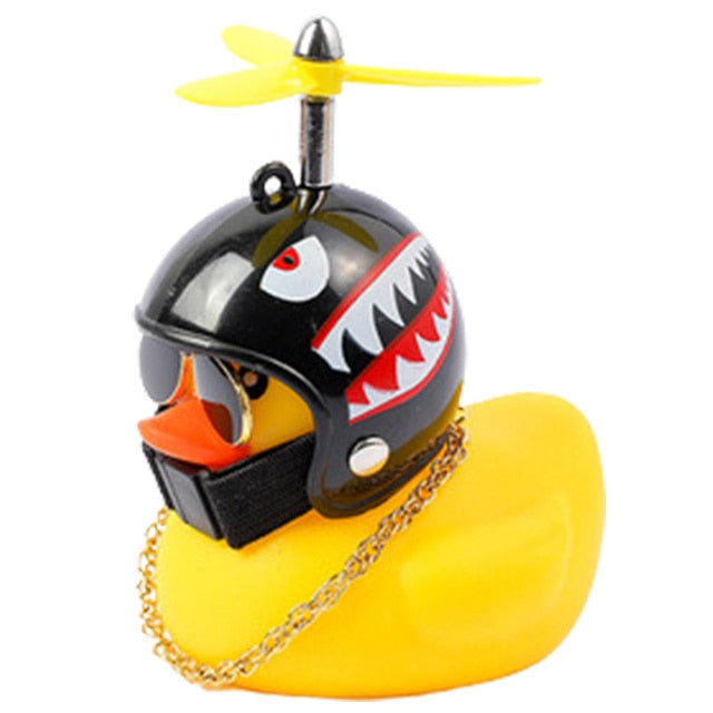 Car Cute Little Yellow Duck With Helmet Propeller Wind-breaking Wave-breaking Duck Auto Internal Decoration Without Lights Toys