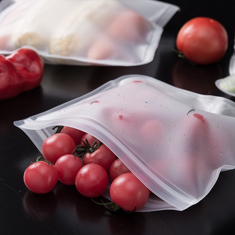 Silicone Food Reusable Ziplock Storage Bags Leakproof