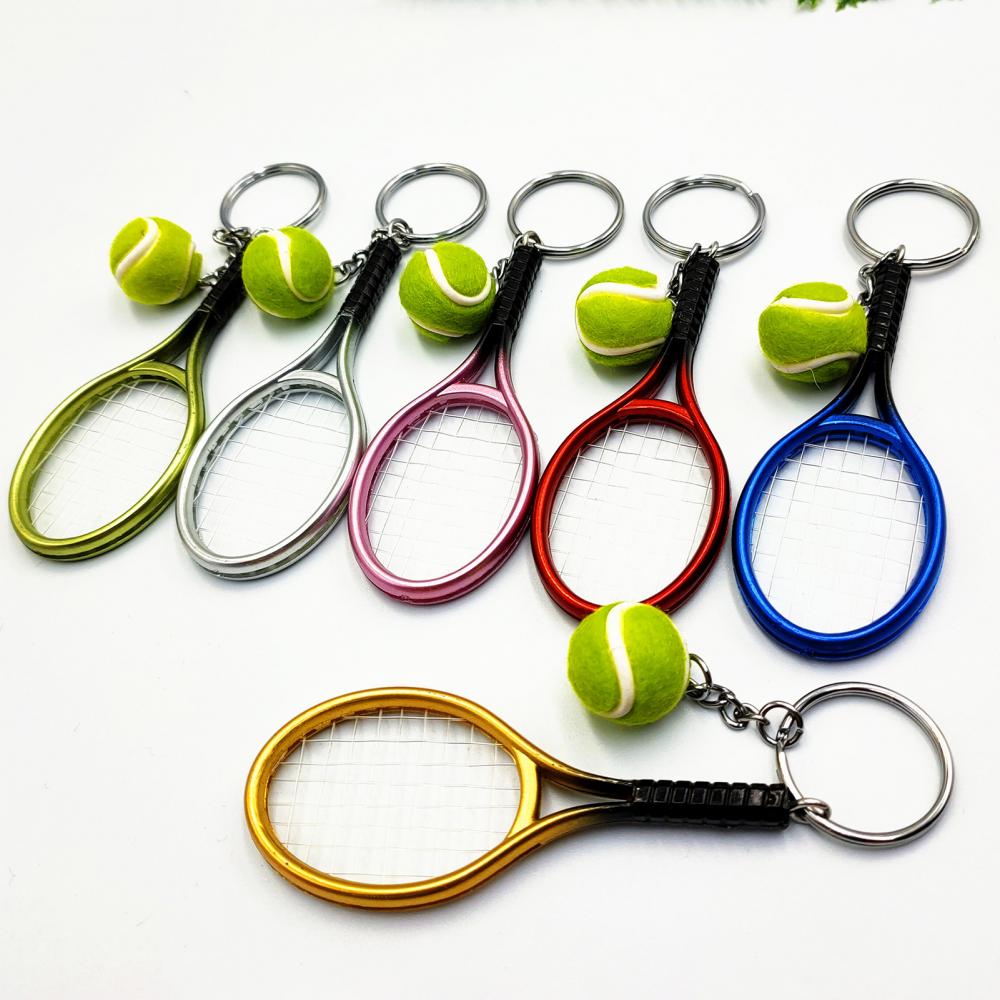 Mini Tennis Racket Ball KeyChain Pendant