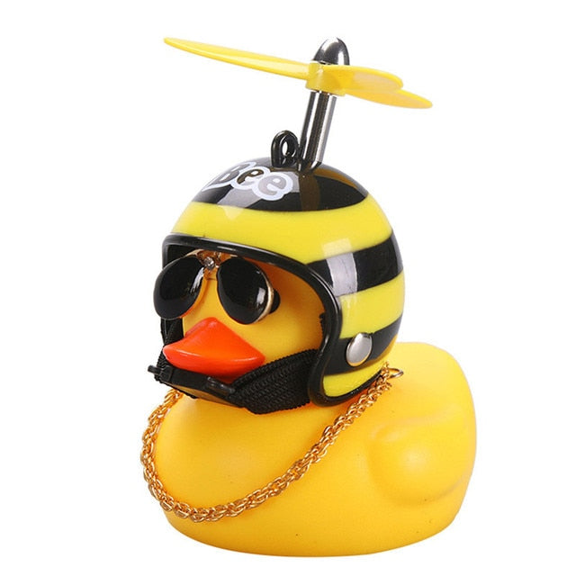 Car Cute Little Yellow Duck With Helmet Propeller Wind-breaking Wave-breaking Duck Auto Internal Decoration Without Lights Toys