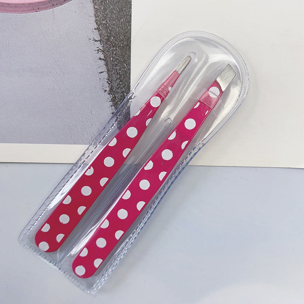 Pink Polka Dot Tweezers Set