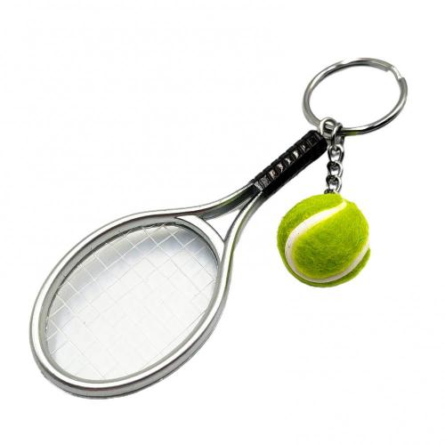 Mini Tennis Racket Ball KeyChain Pendant