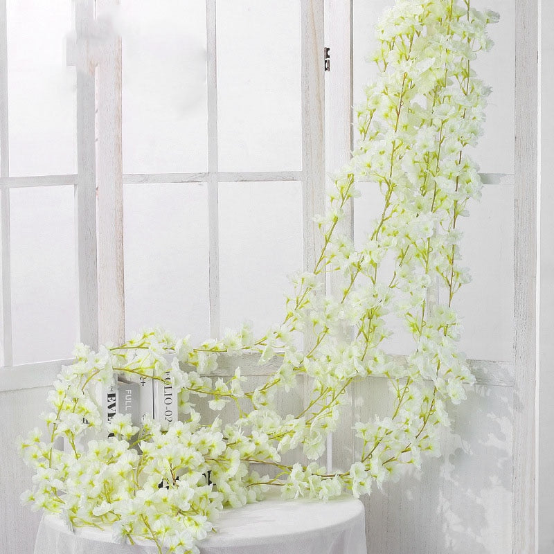 135 Flower Silk Artificial Cherry Blossom Rose Hanging Vine