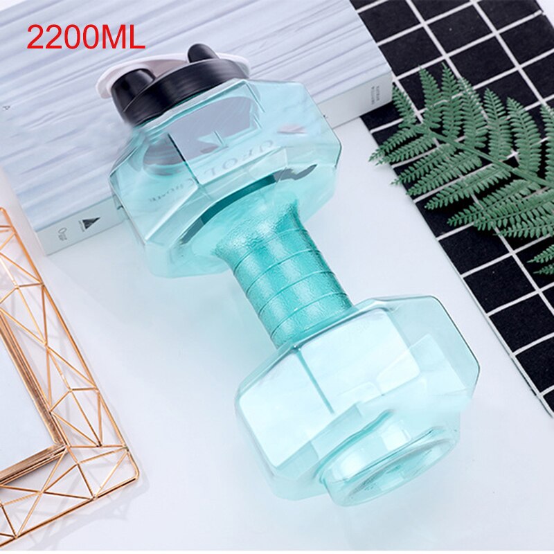 500/1500/2200ml PET Dumbbell Shaped Kettle Outdoor Fitness Cycling Water Bottle Weight Strong Water Drinks Accessories