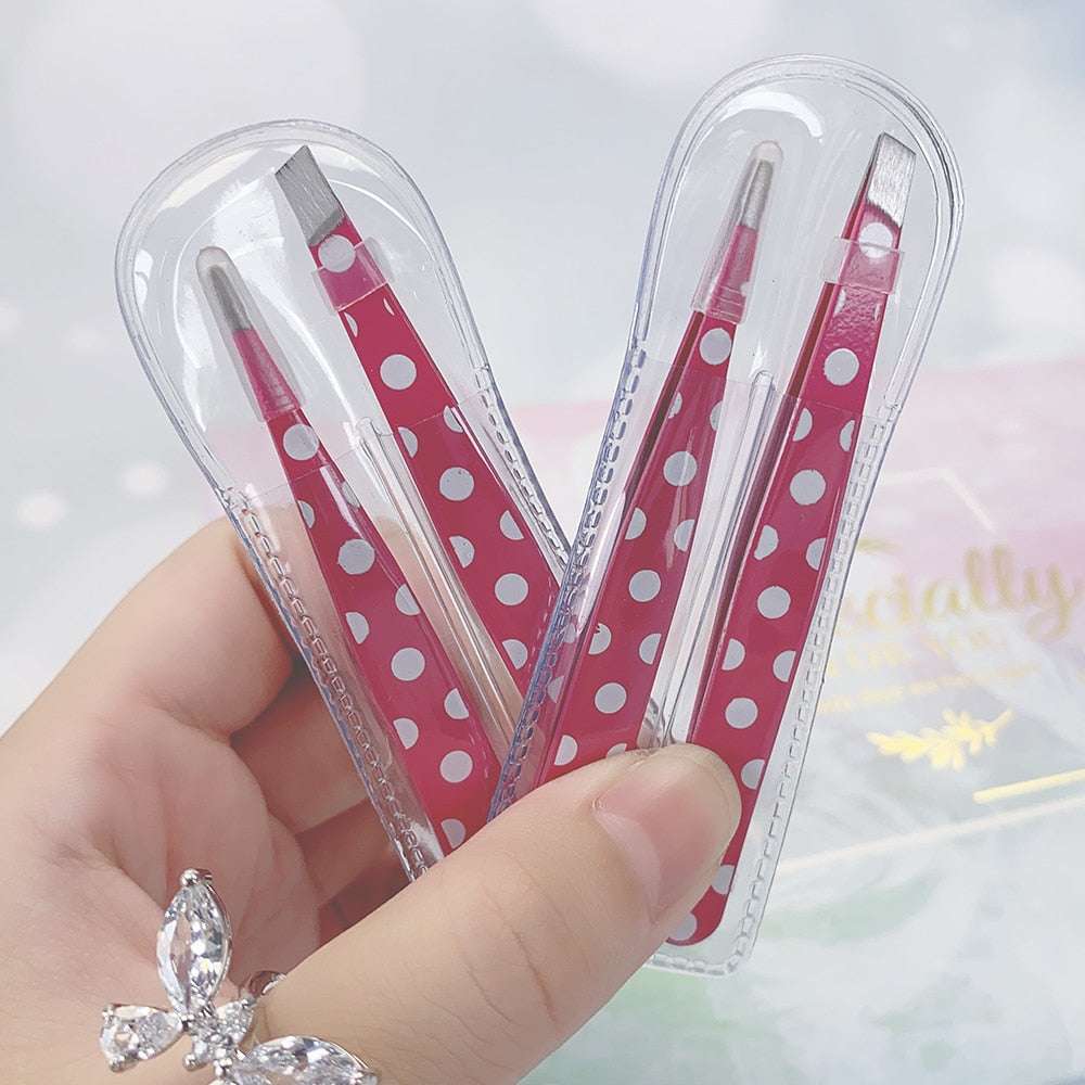 Pink Polka Dot Tweezers Set