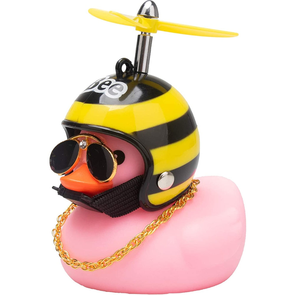 Car Cute Little Yellow Duck With Helmet Propeller Wind-breaking Wave-breaking Duck Auto Internal Decoration Without Lights Toys