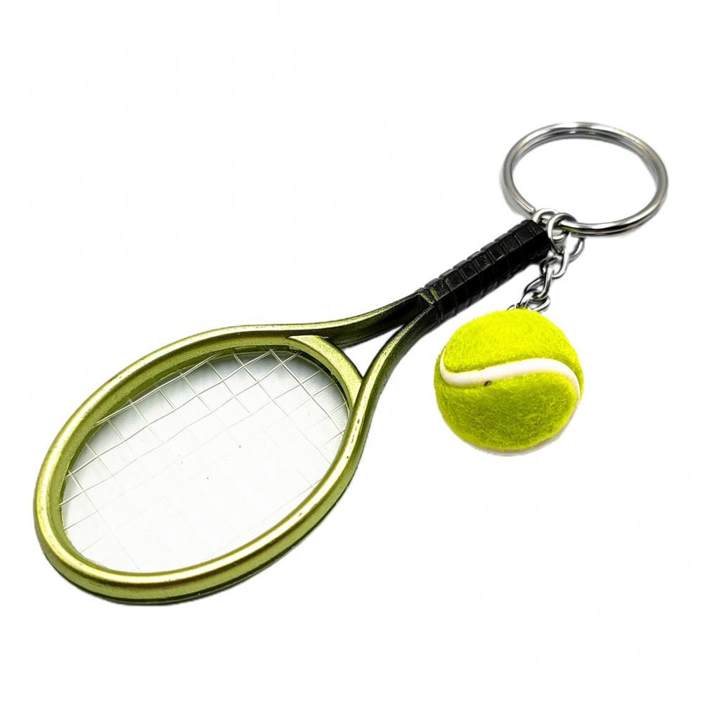 Mini Tennis Racket Ball KeyChain Pendant