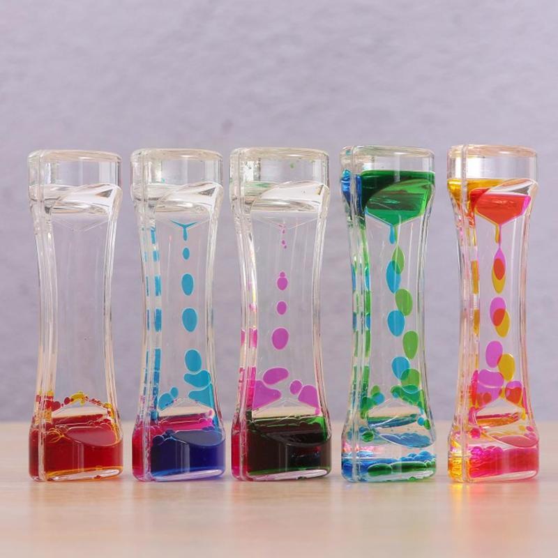 Autistic Sensory Toys Liquid Motion Bubbler Timer Colorful Liquid Bubbler ADHD Fidget Toy Calm Relax Desk Toy for Kids