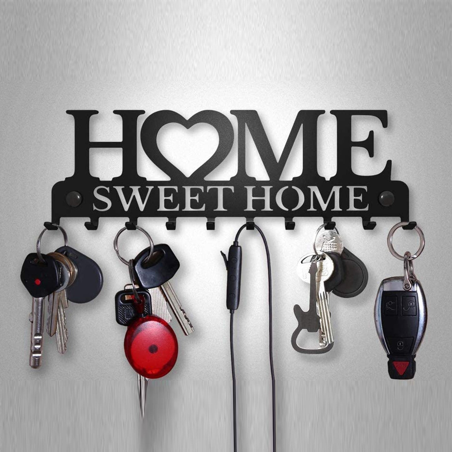Home Sweet Home Stainless Steel Black Wall Organiser