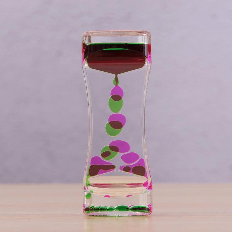 Autistic Sensory Toys Liquid Motion Bubbler Timer Colorful Liquid Bubbler ADHD Fidget Toy Calm Relax Desk Toy for Kids