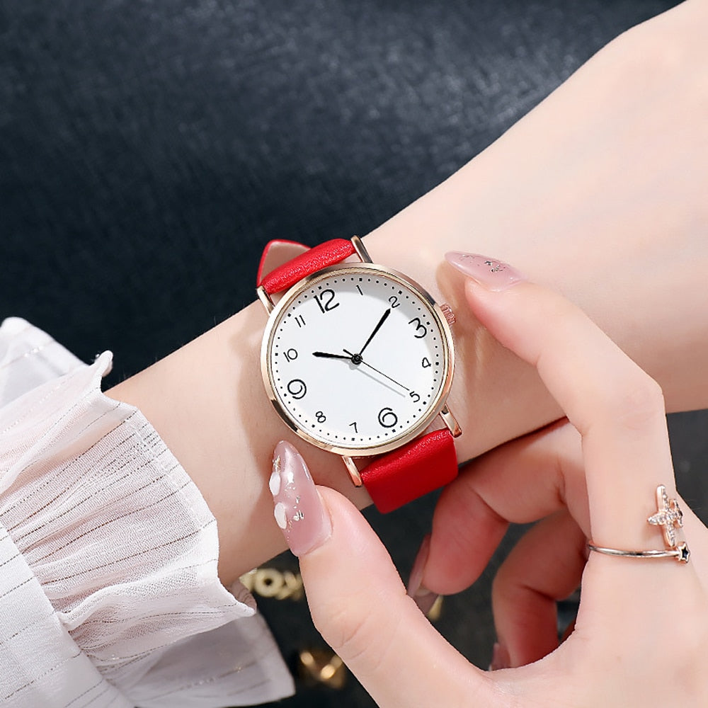 New Womens Luxury Quartz Alloy Watch Leather Bracelet