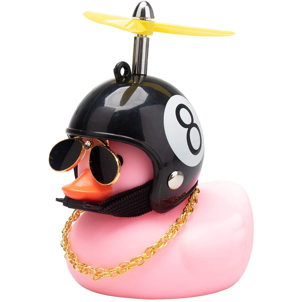 Car Cute Little Yellow Duck With Helmet Propeller Wind-breaking Wave-breaking Duck Auto Internal Decoration Without Lights Toys