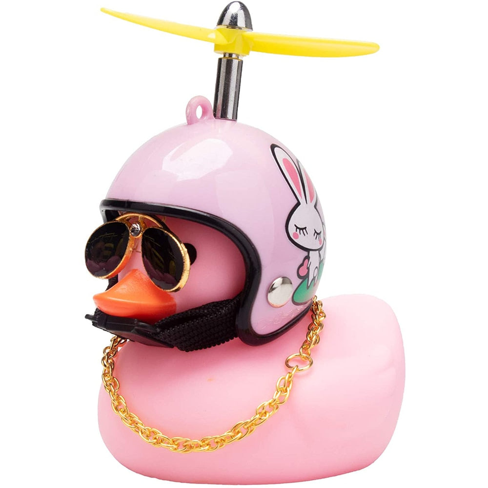 Car Cute Little Yellow Duck With Helmet Propeller Wind-breaking Wave-breaking Duck Auto Internal Decoration Without Lights Toys