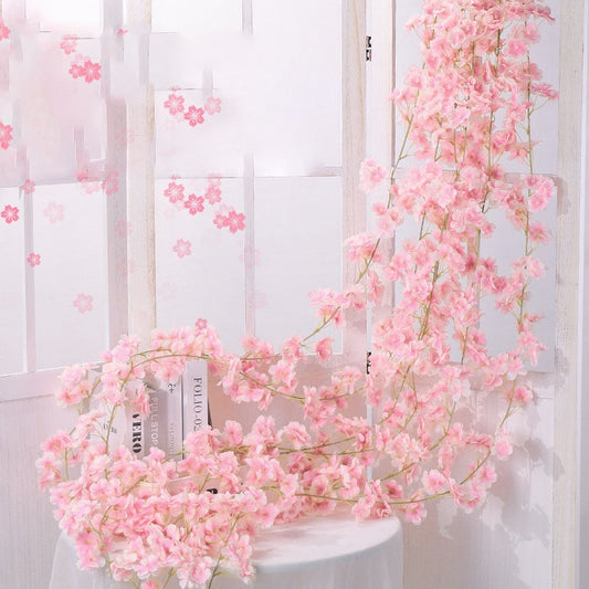 135 Flower Silk Artificial Cherry Blossom Rose Hanging Vine