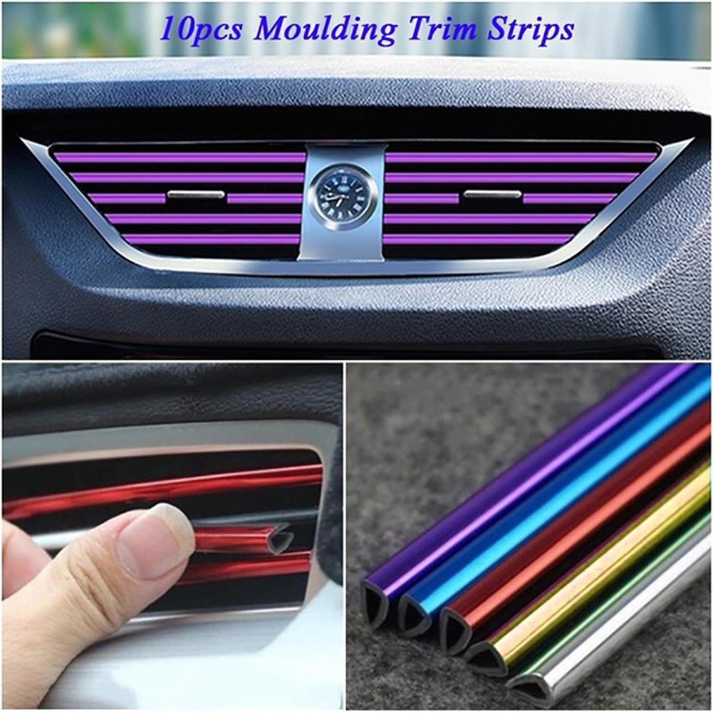 10Pcs 20cm Universal  Car Air Conditioner Outlet Decorative U Shape Moulding Trim Strips Decor Car Styling Accessories