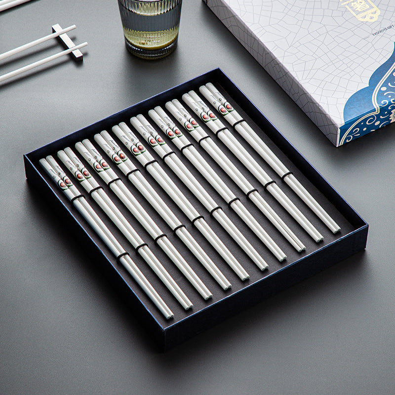 Co-flow Japanese ceramic chopsticks household tableware healthy anti-slip anti-mildew hygienic baffles gift bone chopsticks