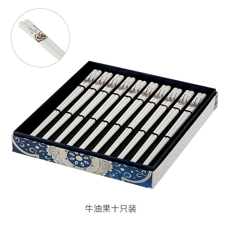 Co-flow Japanese ceramic chopsticks household tableware healthy anti-slip anti-mildew hygienic baffles gift bone chopsticks