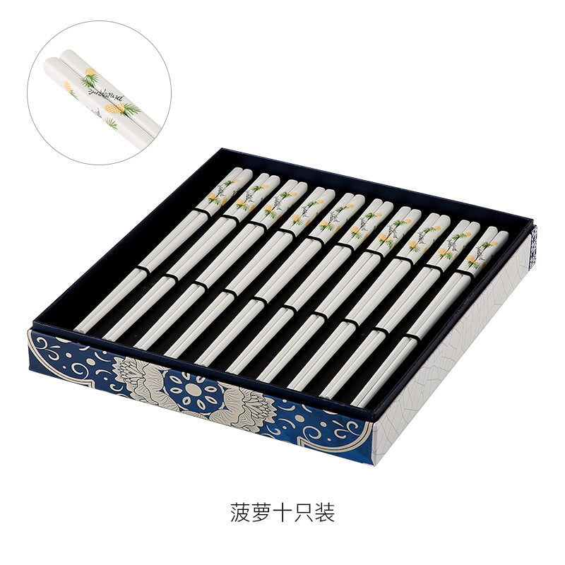 Co-flow Japanese ceramic chopsticks household tableware healthy anti-slip anti-mildew hygienic baffles gift bone chopsticks