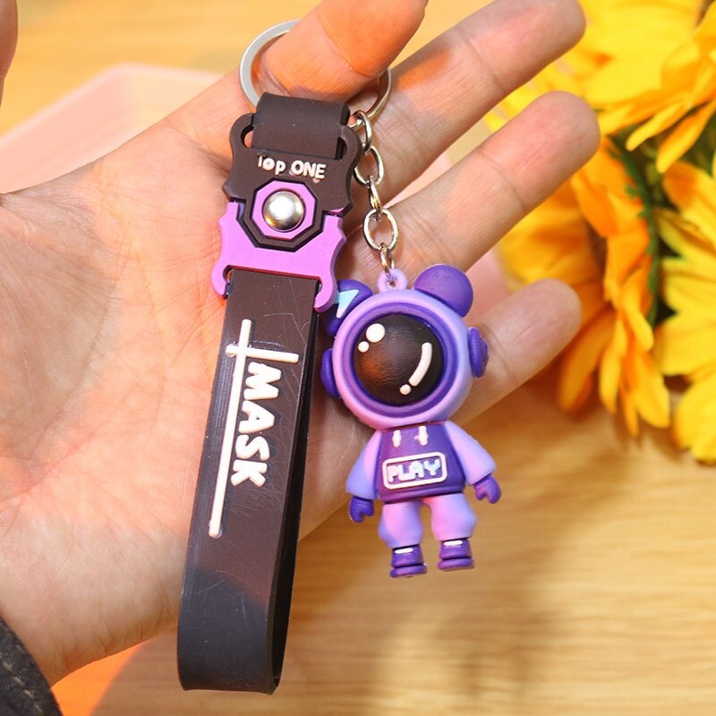 Cute PVC Colorful SpaceBear Keychain Handmade