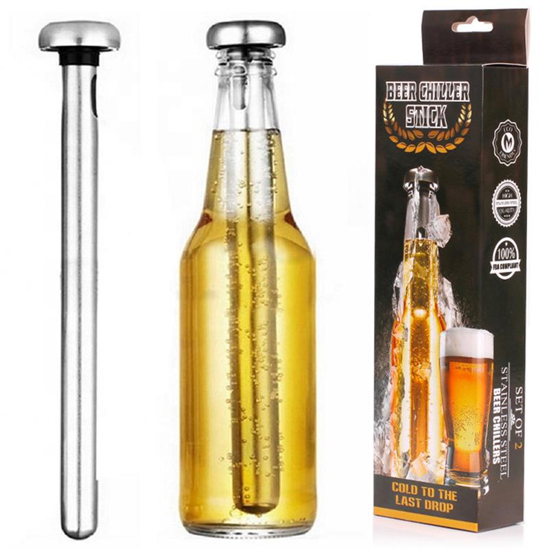 2Pcs Portable Stainless Steel Professional Beer Chiller Stick Beer Chiller Stick Beverage Cooling Ice Cooler Beer Kitchen Tools