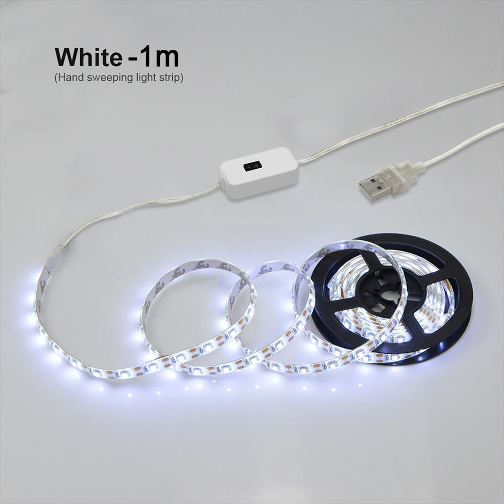 Smart Lamp PIR Motion Sensor Hand Scan LED Night light USB LED Strip Waterproof Tape Bedroom Home Kitchen Wardrobe Decor