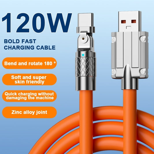 Type C Data Line 120w Fast Charging 6A 180 Rotating Ultra Fast Charging Cable