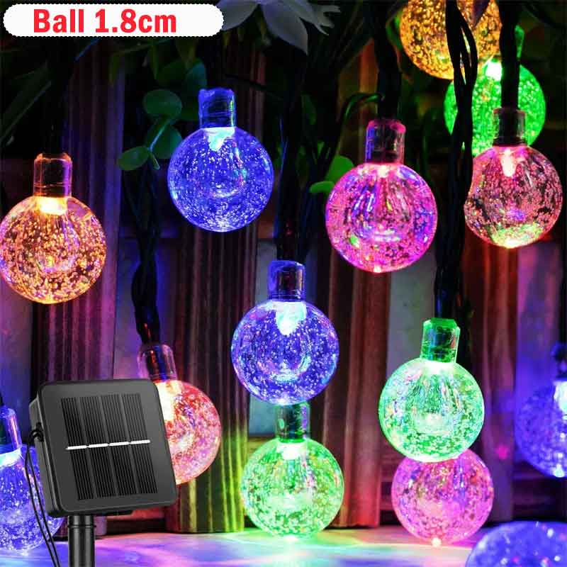 Waterproof Solar String Outdoor 100 LED Crystal Globe Lights Various Colours