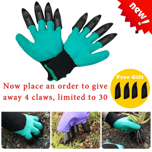 Garden Digging gloves with Labor claw Rubber Gardening dig planting waterproof outdoor Grass Pull l work  ABS Plastic 4/8 claw