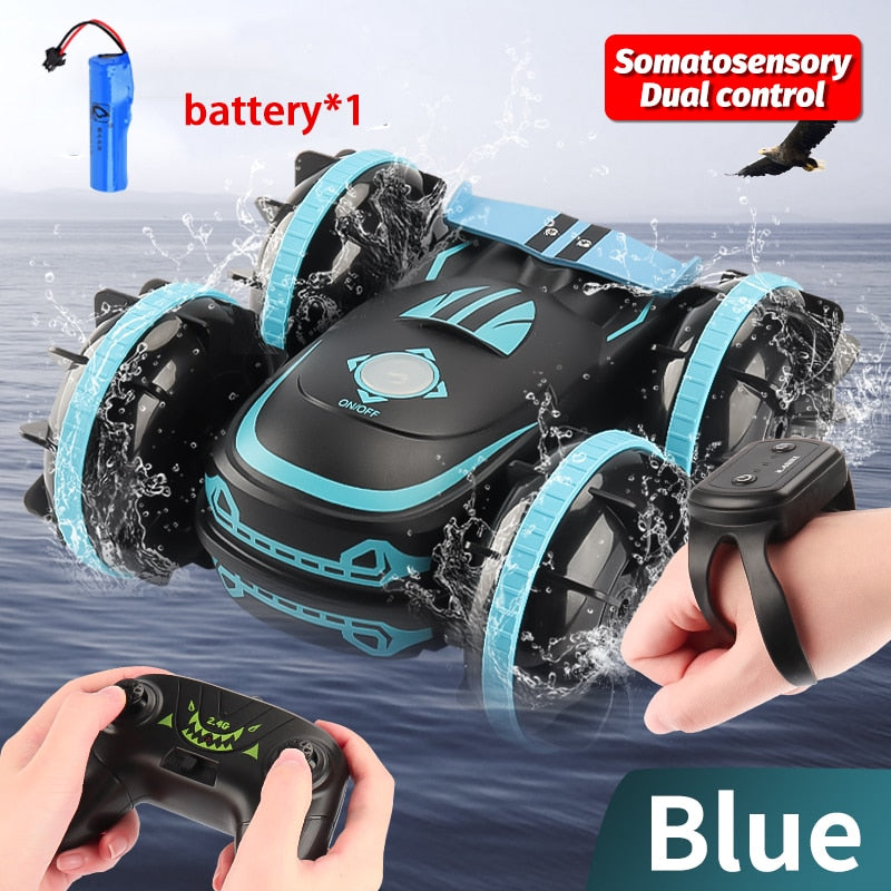 RC Car Toys 4Wd Amphibious Vehicle Boat Remote Control Cars RC Gesture Controlled Stunt Drift Car Toy For Kids Adults Children