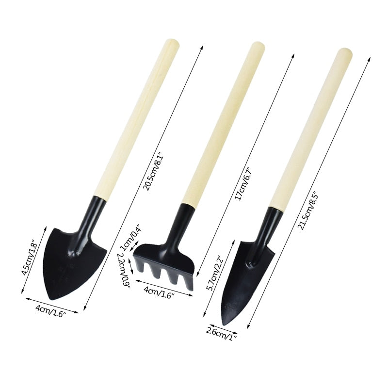 3/6 Pcs Wooden Handle Iron Garden Shovel /Rake Set
