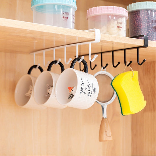 Iron 6 Hook Hanging Storage Rack Holder