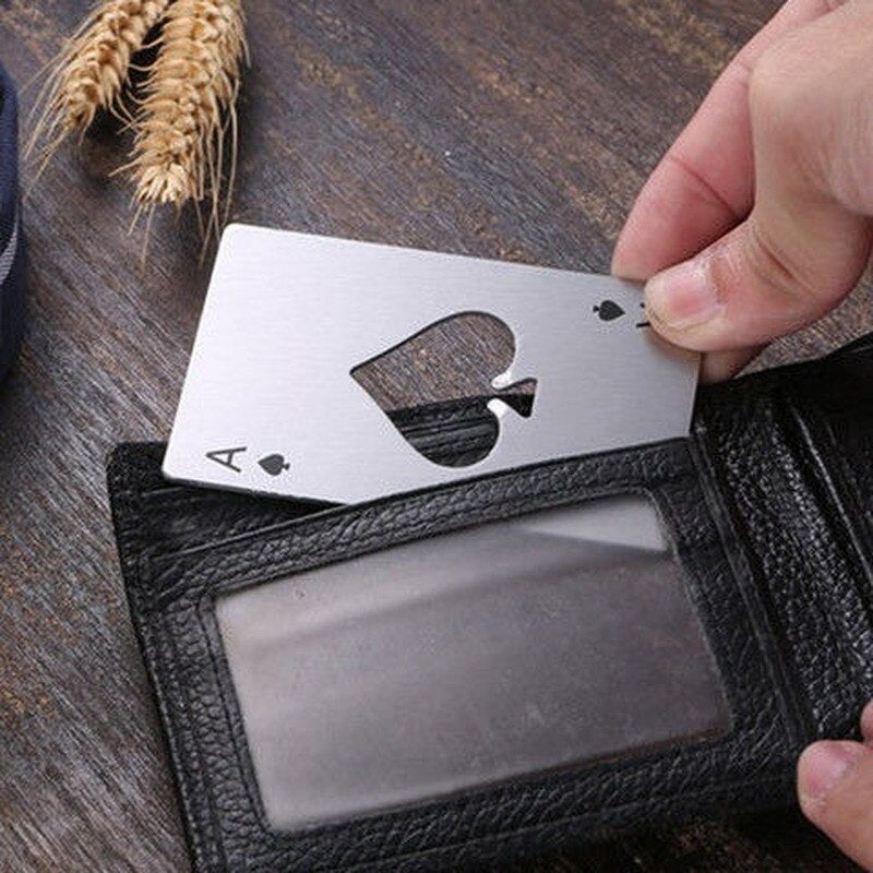 Stainless Steel Beer Bottle Opener Poker Card Ace Of Spades